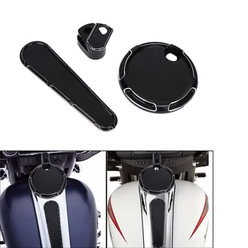 Motorcycle CNC Chrome & Black Deep Cut Dash Accessory Pack Ignition Fuel Door Dash For Harley Touring FLHX FLTRX-2017 C/5