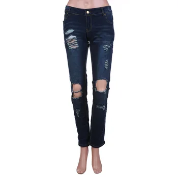 KL923 Skinny jeans low waist girls vintage hole ripped jeans for women hot selling spring long pencil pants