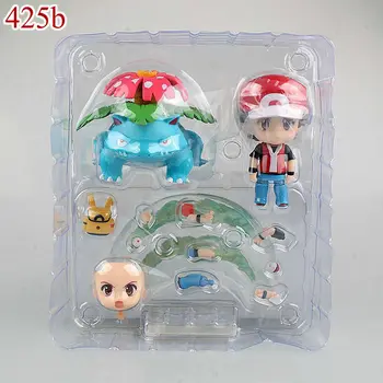 Kawaii Nendoroid Trainer Red Aciton Figures Ash Ketchum Charizard Venusaur Blastoise Refaced Puppets Anime Figure Kids Toys Gift