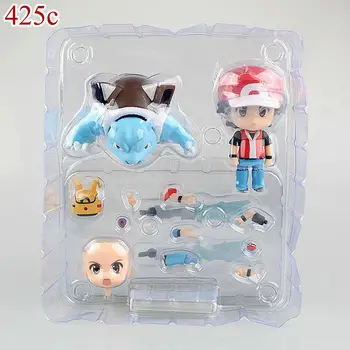 Kawaii Nendoroid Trainer Red Aciton Figures Ash Ketchum Charizard Venusaur Blastoise Refaced Puppets Anime Figure Kids Toys Gift