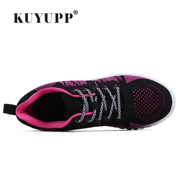 KUYUPP Flying Knitting Women Shoes Trainers 2017 Summer Flat Heels Casual Shoes Woman Breathable Flats Outdoor Walking Shoes YD8