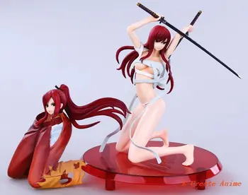 Newest 5pcs Fairy Tail Elza Scarlet on sword pvc figure toy tall 18cm with box via EMS.