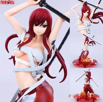 Newest 5pcs Fairy Tail Elza Scarlet on sword pvc figure toy tall 18cm with box via EMS.