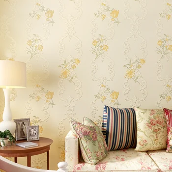 PAYSOTA 3D Embossed Wallpaper European Style Non-woven Fabric Living Room Wall Paper Roll
