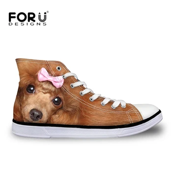 FOURDESIGNS Lovers Fashion Classic Leisure High Top Shoes 3D Cats Printing Women Casual Shoes Summer Breath Lace-up Flats Shoes