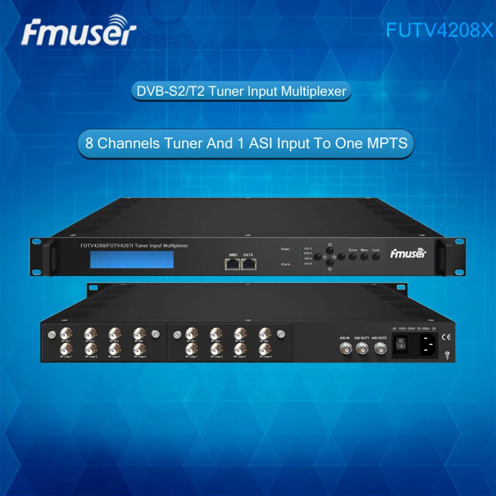 FUTV4207I 8 Tuner IRD(8 DVB-S2/T2 RF Input,1 ASI In,2 ASI 1 IP Output)Multiplexer